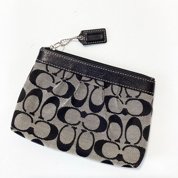 Coach Wristlet Lot of 2 Black C Logo Canvas Leather Small